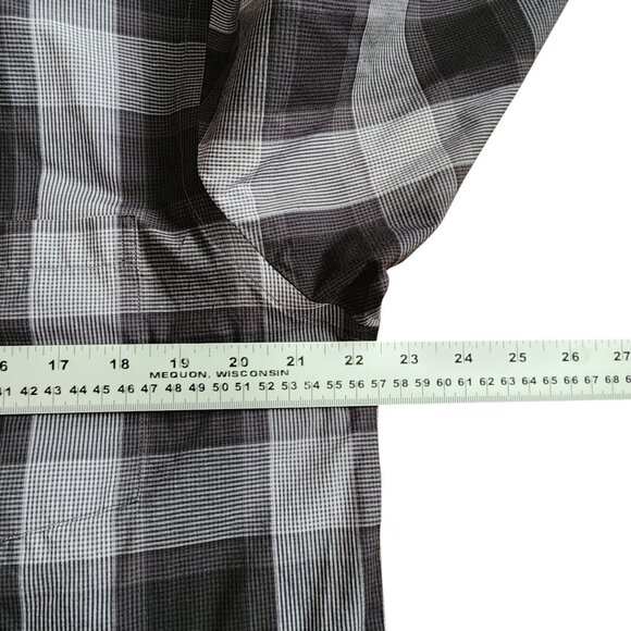 Geoffrey Beene Mens 15.5 32/33 Plaid Long Sleeve Dress Shirt Gray Black Classic - Picture 9 of 9